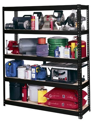Product Cover Edsal UR60-BLK Heavy Duty 16-Gauge Steel Boltless Shelving with 5 Shelves, 5000 lbs Capacity, 60