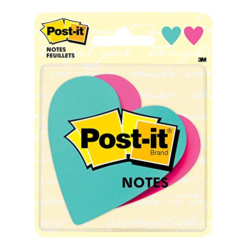 Product Cover Post-it Super Sticky Notes, 3 in x 3 in, Heart Shape, Assorted Colors, 75 Sheets/Pad, 2 Pads/Pack (7350-T-HRT)