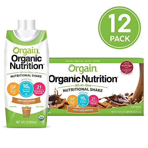 Product Cover Orgain Organic Nutritional Shake, Iced Cafe Mocha - Meal Replacement, 16g Protein, 21 Vitamins & Minerals, Gluten Free, Soy Free, Kosher, Non-GMO, 11 Ounce, 12 Count (Packaging May Vary)