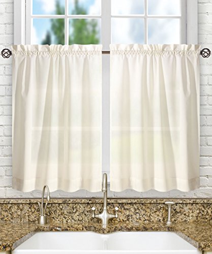 Product Cover Ellis Curtain Stacey 56-by-30 Inch Tailored Tier Pair Curtains, Ice Cream, 56x30
