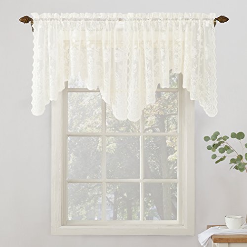 Product Cover No. 918 Alison Floral Lace Sheer Rod Pocket Curtain Valance, 58