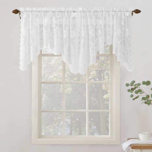 Product Cover No. 918 Alison Floral Lace Sheer Rod Pocket Curtain Valance, 58