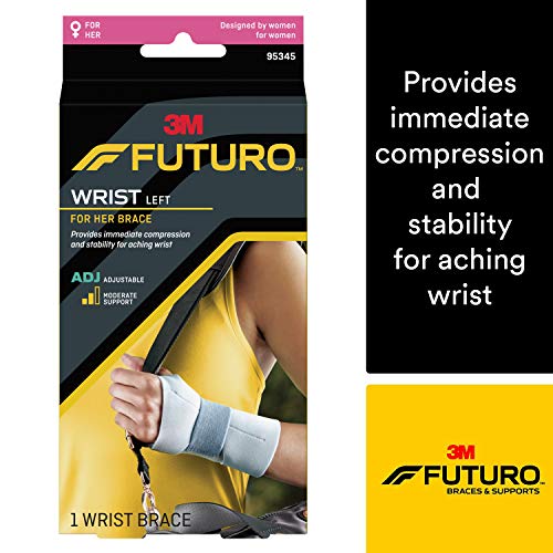 Product Cover Futuro for Her Slim Silhouette Wrist Support, Moderate Stabilizing Support, Adjust to Fit, Left Hand