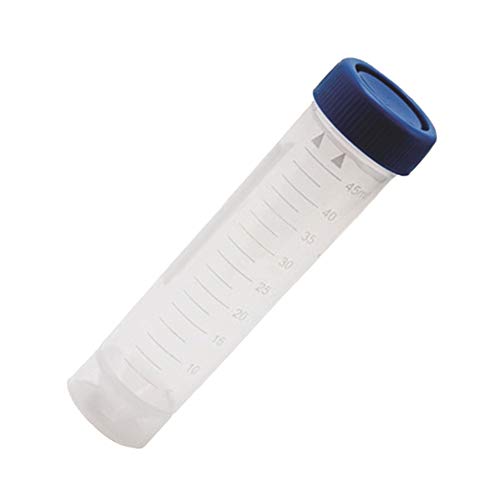 Product Cover 50ml Centrifuge Tube, PP Material, Printed Graduation, Blue Cap, Skirted Conical Bottom, No-Leak, Non-Sterile, Karter Scientific 208J2 (Pack 50)