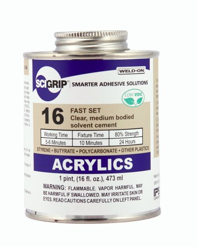 Product Cover SCIGRIP 16 Acrylic Cement, Low-VOC, Medium bodied, 1 Pint Can with Screw-on Cap, Clear