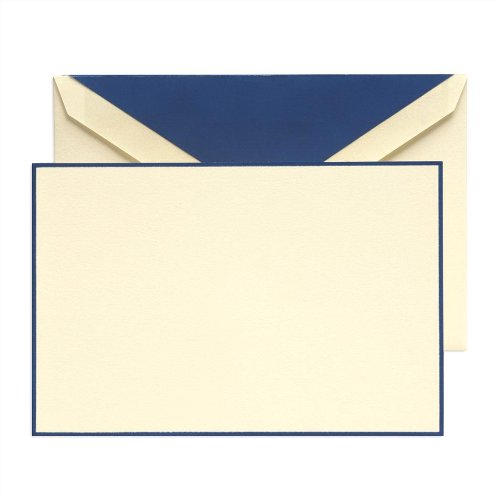 Product Cover Crane & Co. Regent Blue Hand Bordered Ecruwhite Correspondence Cards (CC3131)