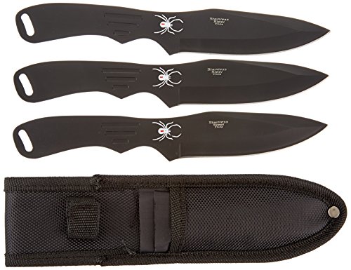 Product Cover Perfect Point RC-1793B Throwing Knife Set with Three Knives, Black Blades, Steel Handles, 8-Inch Overall