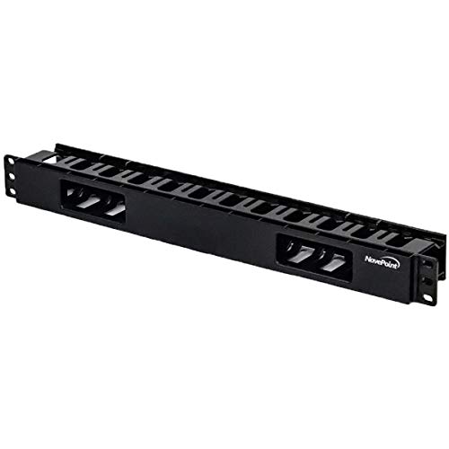 Product Cover NavePoint 1U Horizontal 19-Inch Rack Mount Cable Management Raceway Duct Panel with Cover Black