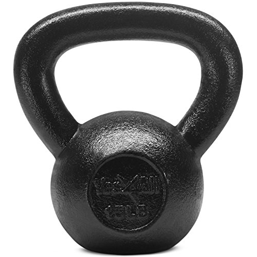 Product Cover Yes4All Solid Cast Iron Kettlebell Weights Set - Great for Full Body Workout and Strength Training - Kettlebell 15 lbs (Black)
