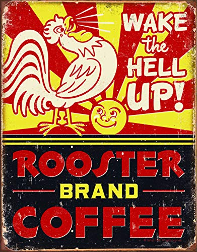 Product Cover Desperate Enterprises Rooster Brand Coffee Tin Sign, 12.5