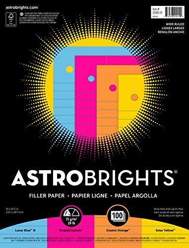Product Cover Astrobrights Filler Paper, 8 x 10-1/2 Inches, 20 lb, Assorted Colors, 100 Sheets