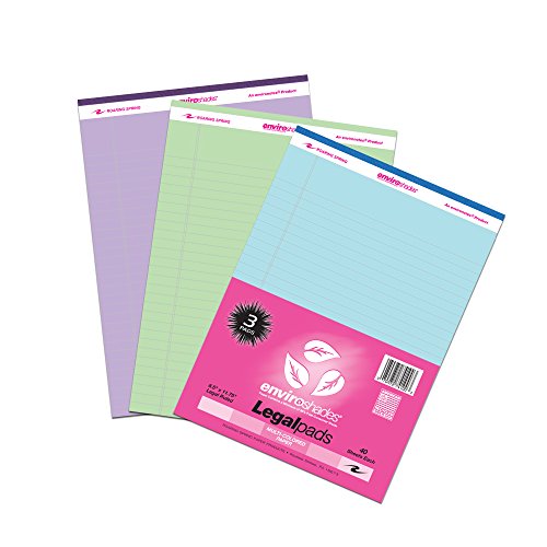 Product Cover Roaring Spring Enviroshades Legal Recycled Legal Pad, 8-1/2 X 11 in, 40 Sheets, Assorted Color, Pack of 3 - 1368694