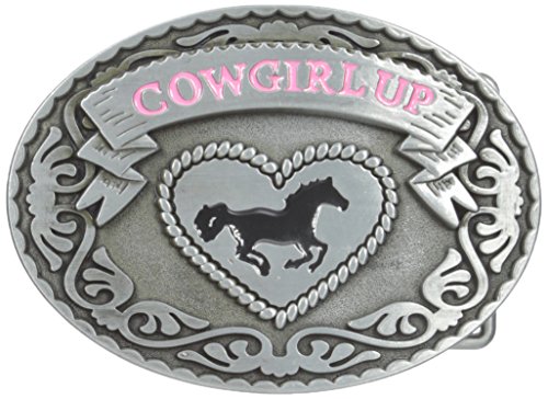 Product Cover Buckle Rage Adult Womens Cowgirl Up Rodeo Western Horse Oval Belt Buckle Silver