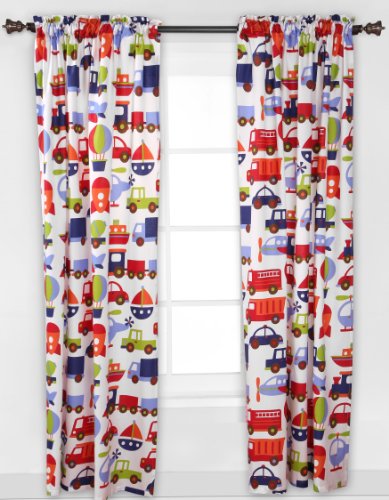 Product Cover Bacati - Transportation Multicolor Single Curtain Panel