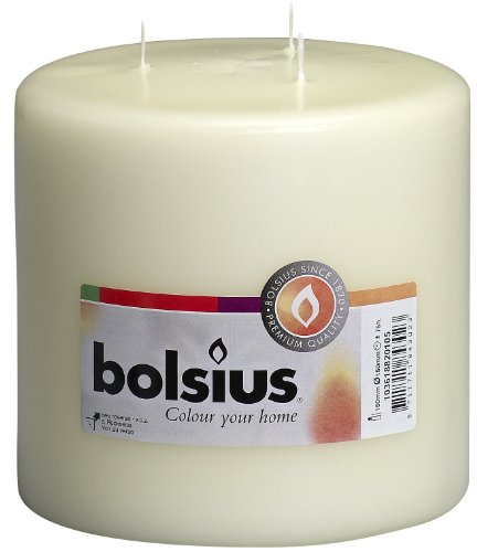 Product Cover BOLSIUS 3 Wick Ivory Pillar Candles - Burning 75 Hours Candle Set - 6-inch x 6-inch Dripless Candle - Perfect for Wedding Candles, Parties and Special Occasions
