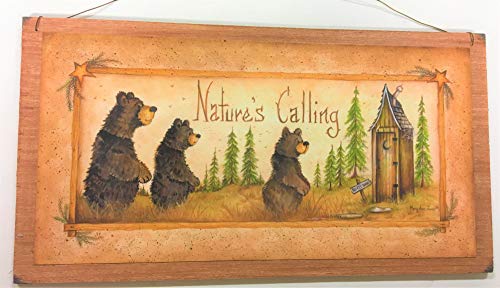 Product Cover Natures Calling Country Bathroom Sign Outhouse Lodge Bath Decor Moon Stars Bears Size 7x13