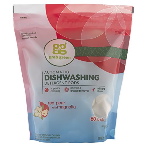 Product Cover Grab Green Natural Automatic Dishwashing Detergent Pods, Red Pear with Magnolia, 60 Count