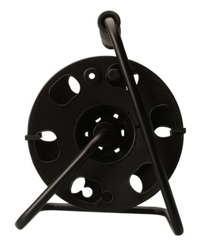 Product Cover Woods 22849 Metal Extension Cord Reel Stand In Black, Heavy Duty, Quick Snap Together Design, Sturdy and Durable Stand, Easy to Grip Handles, Holds Up To 100 Feet, 14/3 Gauge Cord