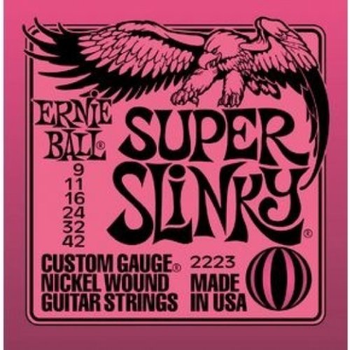 Product Cover Ernie Ball 2223 Nickel Super Slinky Pink Electric Guitar Strings 3 Pack