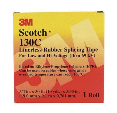 Product Cover Scotch Linerless Electrical Splicing Tape 130C for Wires and Cables, 3/4 in x 30 ft, Rubber Backing, Self Fusing, UV Resistance, Highly Conformable, Moisture Seal, Black, 1 Roll