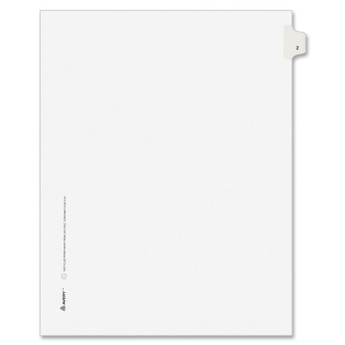 Product Cover Avery Individual Legal Exhibit Dividers, Avery Style, 2, Side Tab, 8.5 x 11 inches, Pack of 25 (11912), White