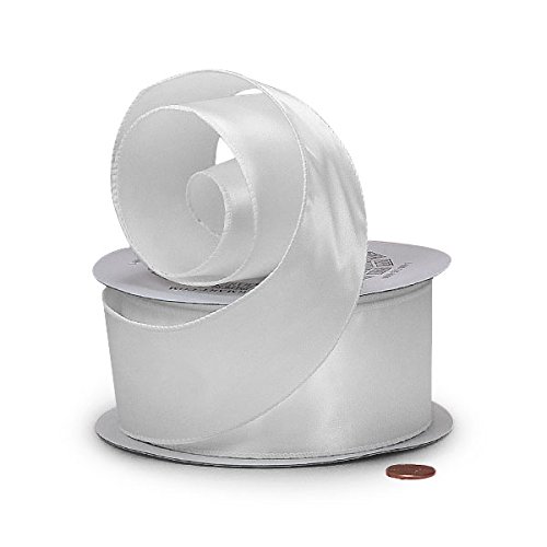 Product Cover White Wired Satin Ribbon 2 1/2
