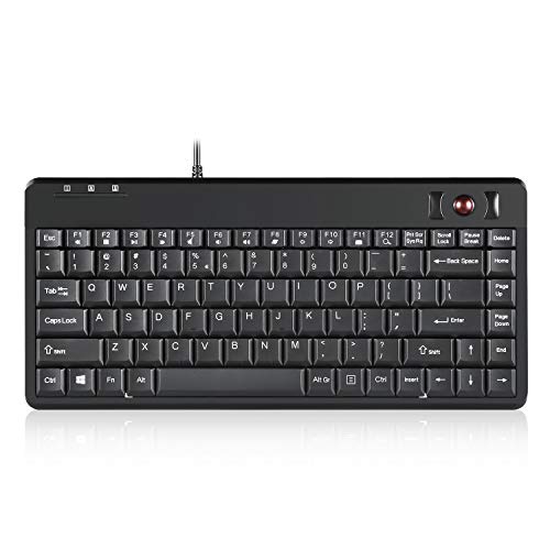 Product Cover Perixx PERIBOARD-505H Wired Mini Keyboard with Trackball, Built-in 0.55 Inch Trackball and 2 USB Hubs, Black