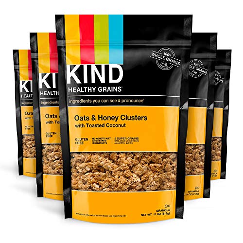Product Cover KIND Healthy Grains Clusters, Oats and Honey with Toasted Coconut Granola, Gluten Free, 11 Ounce (Pack of 6)