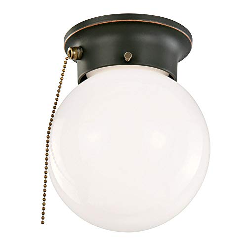 Product Cover Design House Mounts 519264 1 Flush Globe Ceiling Light with Pull Chain, Oil Rubbed Bronze