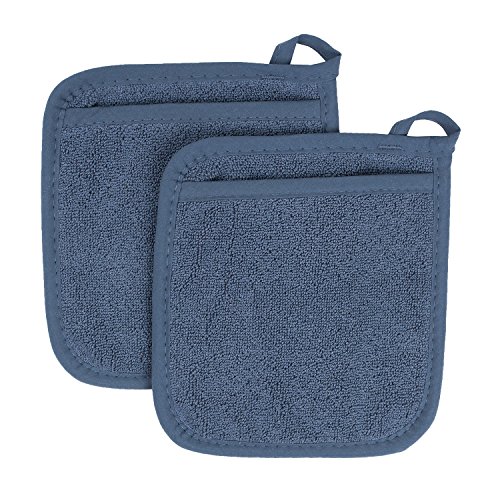 Product Cover Ritz Royale Collection 100% Cotton Terry Cloth Pocket Mitt Set, Dual-Function Hot Pad/Pot Holder, 2-Piece, Federal Blue