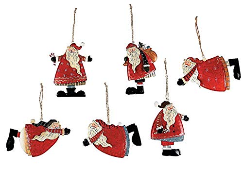 Product Cover Metal Tin Santa Claus Christmas Ornaments - 12 Piece Pack