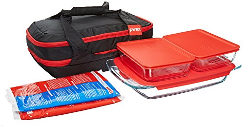 Product Cover Pyrex 1102267 885459426300 Portables Glass Bakeware and Food Storage Set (Black Carrier, 9-Piece Double Decker, BPA-Free)