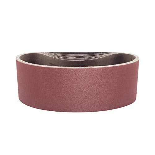 Product Cover POWERTEC 110430 3 x 21 Inch Sanding Belts | 80 Grit Aluminum Oxide Sanding Belt | Premium Sandpaper for Portable Belt Sander - 10 Pack