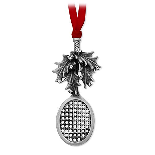 Product Cover Tennis Christmas Ornament Antiqued Pewter with Austrian Crystals Made in USA