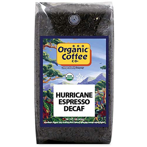 Product Cover The Organic Coffee Co., DECAF Hurricane Espresso- Whole Bean, 2-Pound (32 oz.) Swiss Water Process- Decaffeinated, USDA Organic