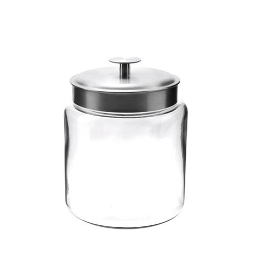 Product Cover Anchor Hocking 77978 Mini Montana Jar with Brushed Aluminum Metal Cover, Glass, 96-Ounce