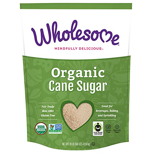 Product Cover Wholesome Organic Cane Sugar, Fair Trade, Non GMO & Gluten Free, 10 Pound (Pack of 1)
