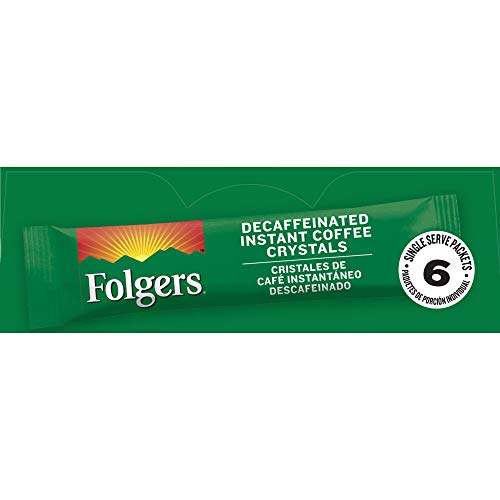 Product Cover Folgers Classic Decaf Instant Coffee Crystals Packets, 6 ct (Pack of 12), Packaging May Vary