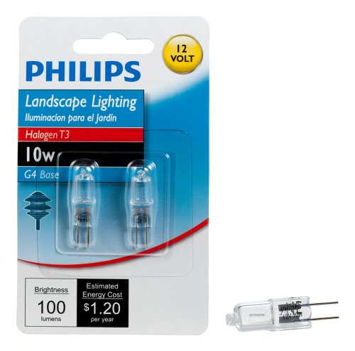 Product Cover Philips Halogen Landscape Lighting T3 12-Volt Light Bulb: 3000-Kelvin, 10-Watt, G4 Base, 2-Pack