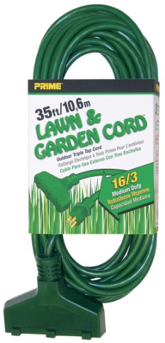 Product Cover Prime EC605627 35-Foot 16/3 SJTW Triple-Tap Outdoor Extension Cord, Green