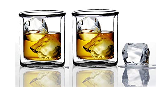 Product Cover Strong | Double-Wall Insulated Tumbler Set by Sun's Tea (Tm) | 9oz | Double Rocks Glass Old Fashioned Whiskey Glasses - (set of 2) Borocilicate Drinking Glasses