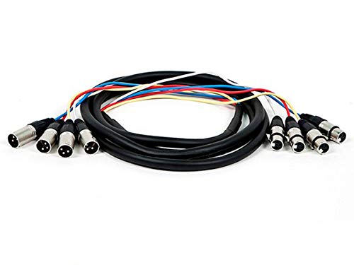 Product Cover Monoprice 4-Channel XLR Male to XLR Female Snake Cable Cord - 10 Feet- Black/Silver with Metal Connector Housings Plastic and Rubber Cable Boots
