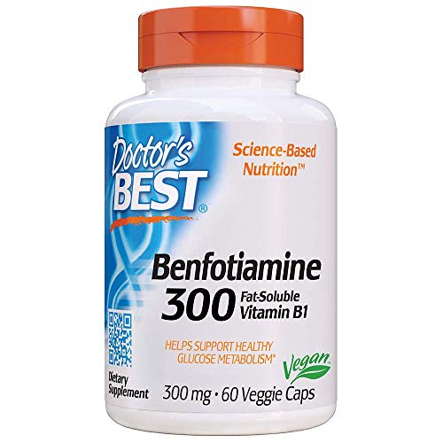 Product Cover Doctor's Best Benfotiamine, Non-GMO, Vegan, Gluten Free, Soy Free, Helps Maintain Blood Sugar Levels, 300 mg, 60 Veggie Caps