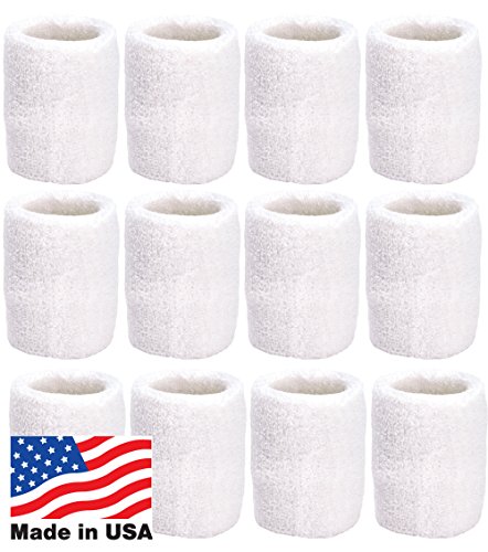 Product Cover Unique Sports Wristbands/Sweatbands Pack of 12 (6 Pair) White