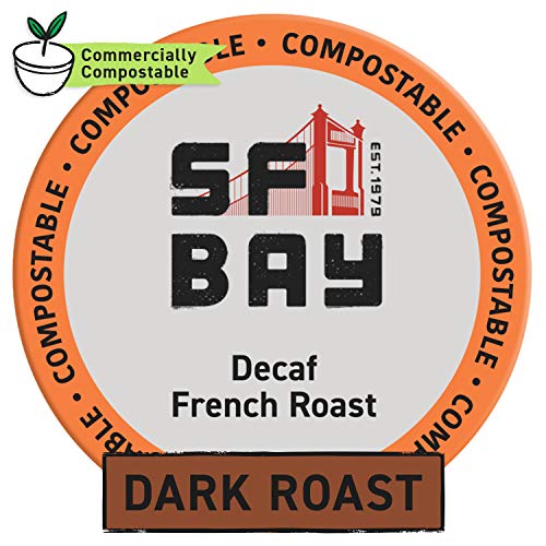 Product Cover SF Bay Coffee DECAF French Roast 36 Ct Natural Water Processed Dark Roast Compostable Coffee Pods, K Cup Compatible including Keurig 2.0 (Packaging May Vary)