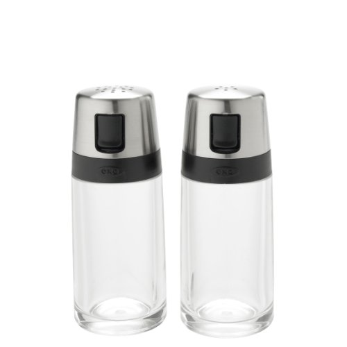 Product Cover OXO 1234780 Good Grips Salt and Pepper Shaker Set with Pour Spouts, 2 oz,Clear/Silver