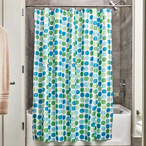 Product Cover iDesign Rialto Fabric Shower Curtain, Modern Mildew-Resistant Bath Curtain for Master Bathroom, Kid's Bathroom, Guest Bathroom, 72 x 72 Inches, Blue and Green