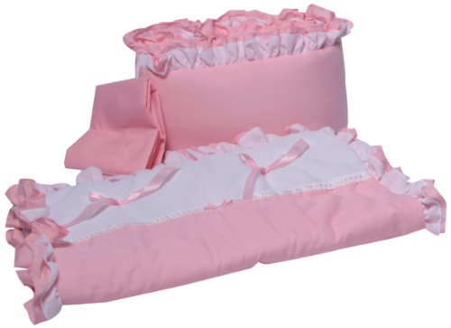 Product Cover Babyoll Bedding Regal Neutral Mini Crib/Portable/Port-a-Crib Bedding Set for boy and Girly, Pink/White