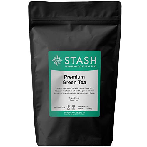 Product Cover Stash Tea Premium Green Loose Leaf Tea 1 Pound Loose Leaf Premium Green Tea for Use with Tea Infusers Tea Strainers or Teapots, Drink Hot or Iced, Sweetened or Plain