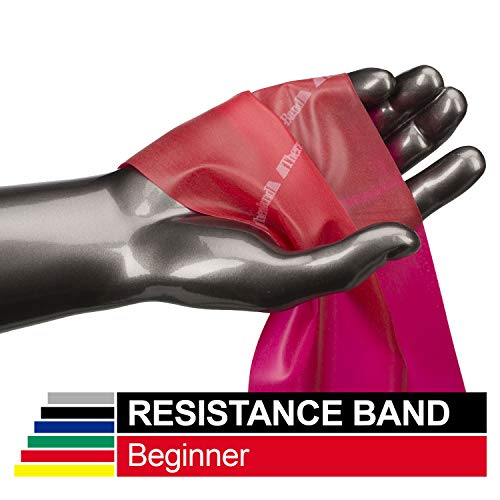 Product Cover TheraBand Professional Latex Resistance Bands, Individual 6 Ft Elastic Band for Upper & Lower Body Exercise, Physical Therapy, Pilates, at-Home Workouts, 6 Foot Band, Red, Medium, Beginner Level 3
